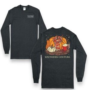 SOUTHERN COUTURE SIZE 2XL CLASSIC SCARF PUMPKIN FALL LONG SLEEVE T-SHIRT